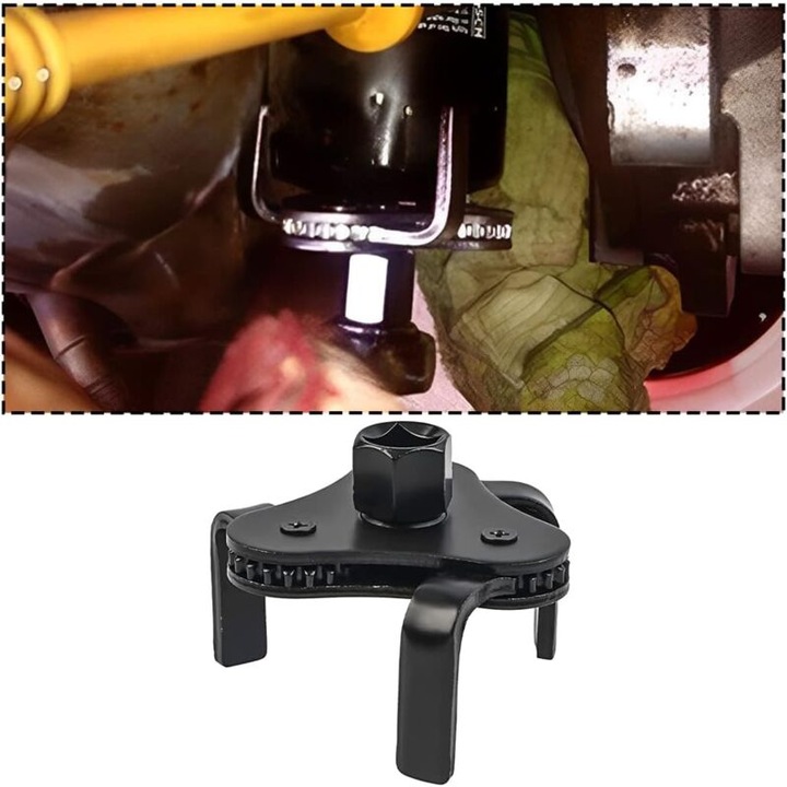 Cheie pentru filtru de ulei cu 3 colti, 53mm-108mm, ajustabil, negru