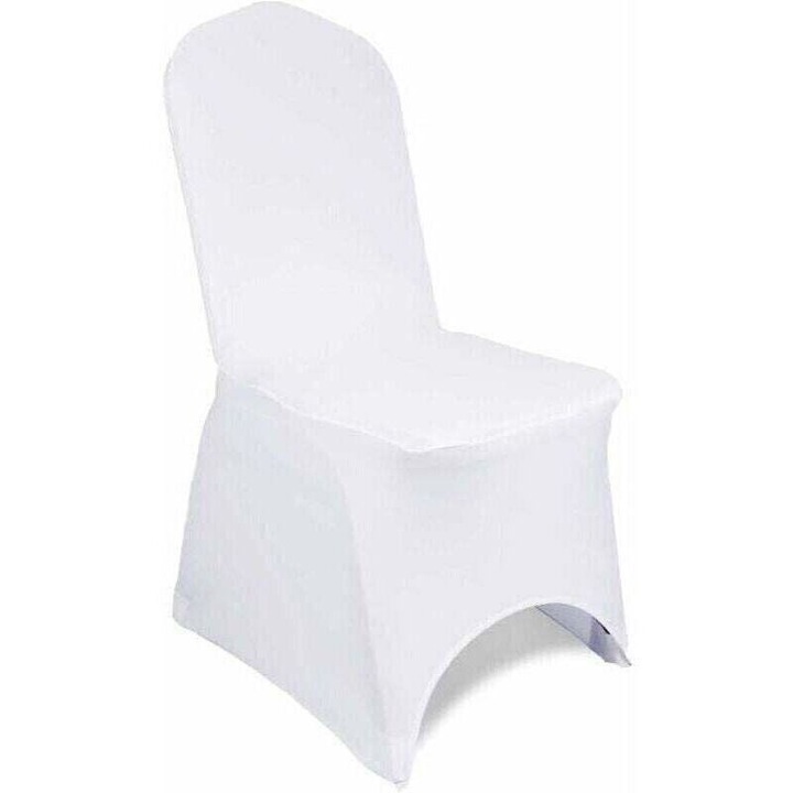 Комплект от 10 еластични калъфа за столове, бели, устойчиви на намачкване, перящи се, за елегантни събития