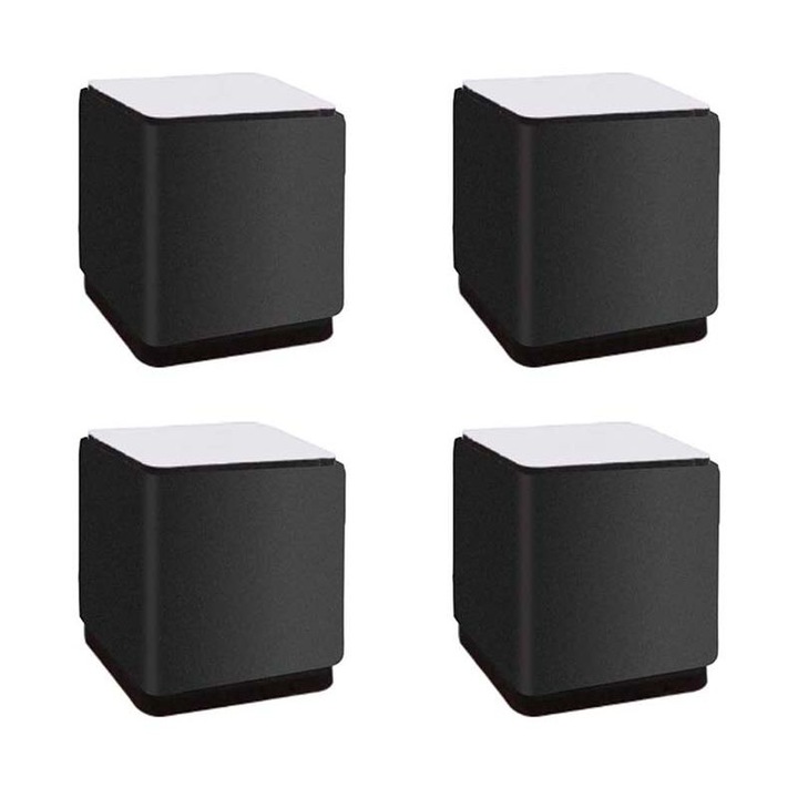 Set 4 picioare pentru mobilier, otel carbon, 4x4x5cm, negru