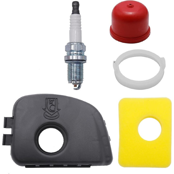 Set accesorii filtrare aer pentru motocoase Briggs & Stratton, 1 capac filtrare aer, 1 baza filtrare aer, 1 filtru spuma, 1 bujie