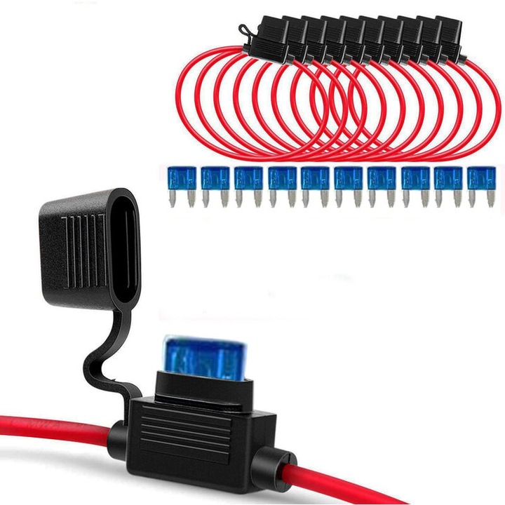 Set 10 Pcs suporturi sigurante cu fir 12AWG, rezistente la apa, 32V, pentru automobile