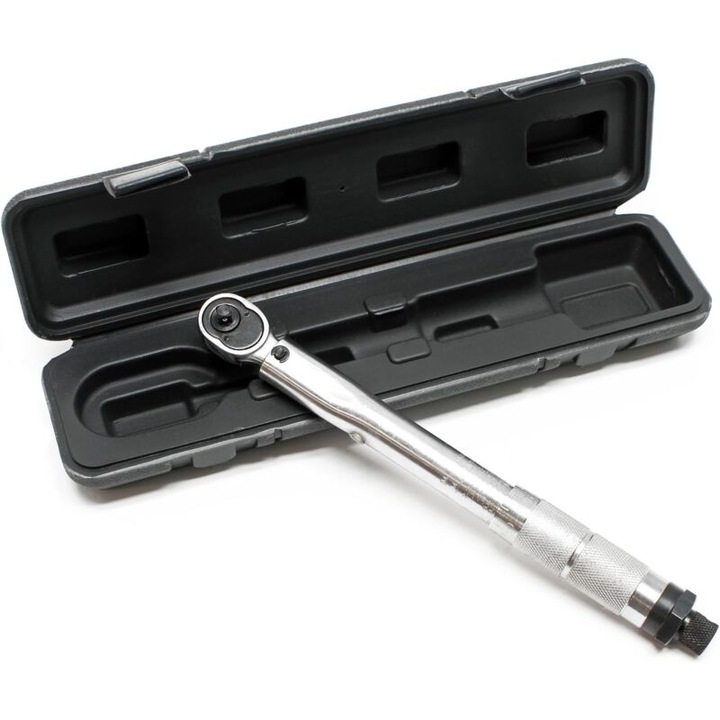 Cheie de cuplu 1/4", 2-24 Nm, cu maner din cauciuc, 28 cm, argintiu