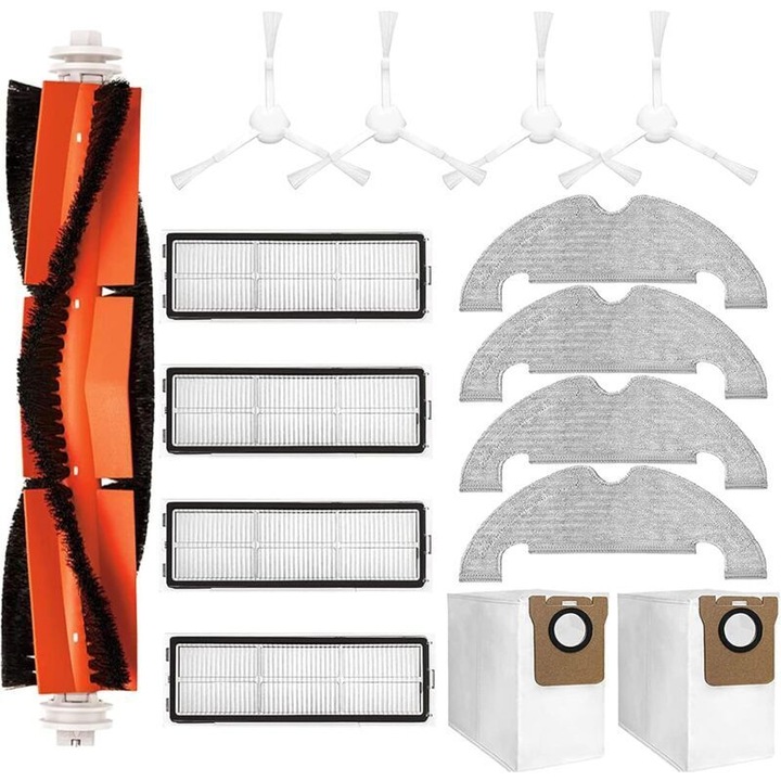 Kit accesorii pentru aspirator robot Dreame D10 Plus RLS3D, 1 perie principala, 4 perii laterale, 4 filtre HEPA, 4 mopuri, 2 saci de vid, capacitate 4 litri