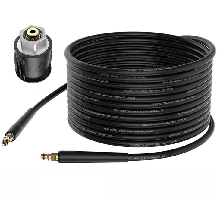 Hose extensibil 10m pentru aparate de spalat cu presiune Karcher K2-K7, conectare rapida, presiune 180 bar, temperatura 60°C