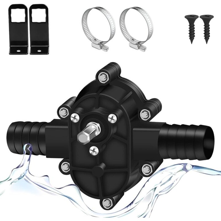 Мини електрическа самозасмукваща водна помпа за бормашини, 11.5x3.5x6.3см, черна, комплект с аксесоари