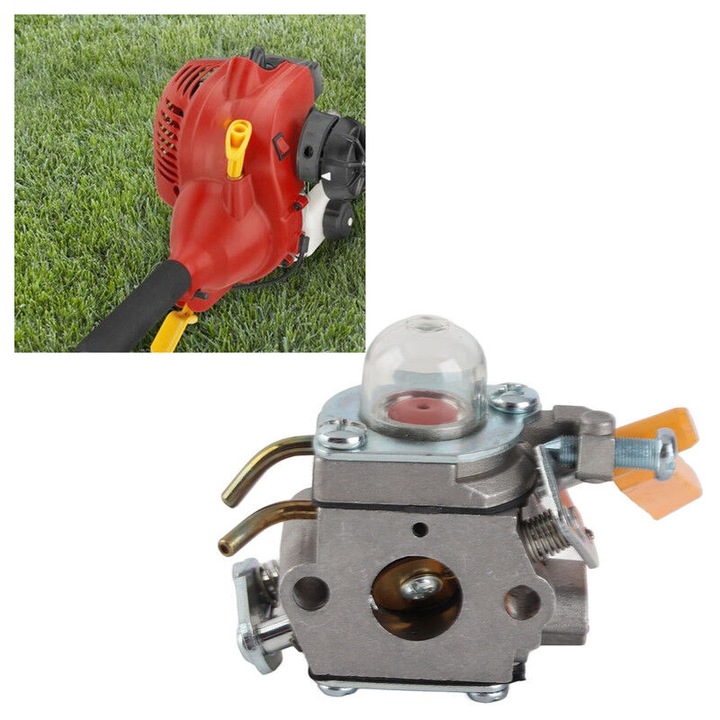 Carburator metalic pentru motocoase, compatibil Ryobi 26cc si 30cc, set 1x carburator, 2x garnituri