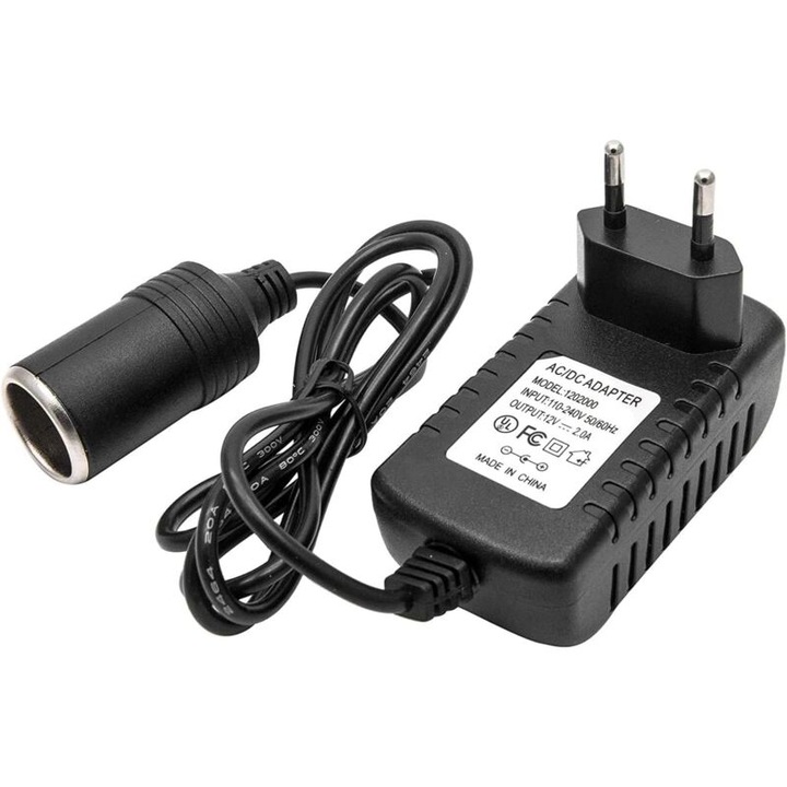 Convertor de tensiune auto 12V 2A, adaptor AC/DC, pentru echipamente auto, 220-240V, set 1 buc