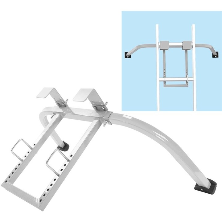Stabilizator pentru scara, design ajustabil, otel de inalta calitate, set 3 suporturi, 8 suruburi, 12 piulite, 2 carlige, 2 suporturi din cauciuc