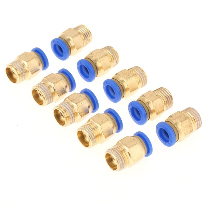 10 darab gyorscsatlakozó készlet, pneumatikus, 8mm, 1/4 BSP, sárgarézből, méretek 22x13.5mm