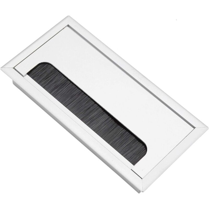 Garnitura cablu incastrat pentru birou, argintiu, 160x80mm