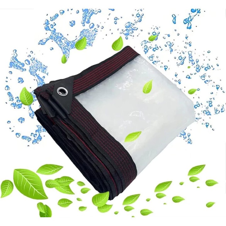 Panza transparenta impermeabila, 2x2m, pentru protectia plantelor, rezistenta la apa si praf, pentru utilizare in aer liber