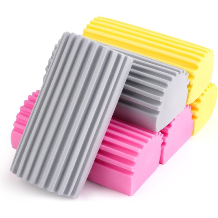 6 db-os újrafelhasználható tisztítószivacs készlet, mágikus portörlő szivacsok, erős nedvszívó képesség, szürke, rózsaszín, sárga