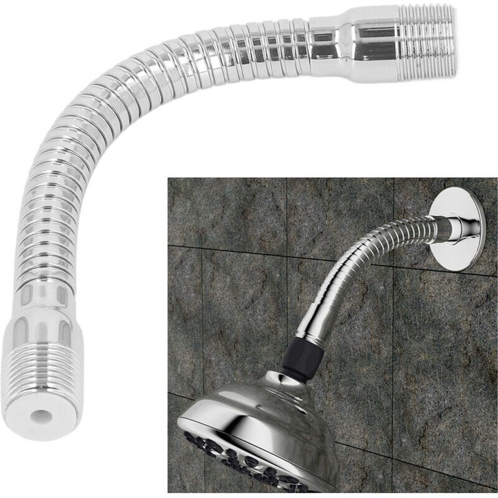 Brasa extensibila pentru dus, inoxidabil, ajustabila, rotativa, 175g