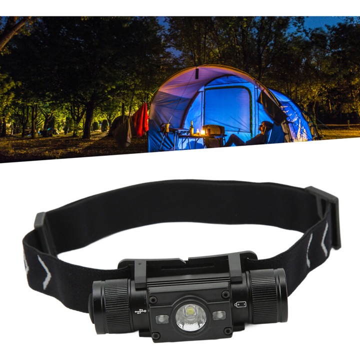 Lanterna LED, HP300, ajustabila, reincarcabila USB, impermeabila IPX6, 2.5x9cm