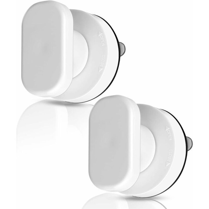 Maner de usa cu ventuza, set de 2 bucati, plastic, capacitate 5 kg, pentru baie, usi de sticla, fara alunecare