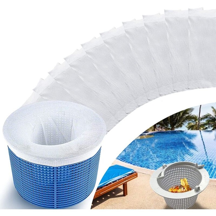 Pungi microfiltru pentru aspiratoare de piscina, set de 20, bumbac, reutilizabile