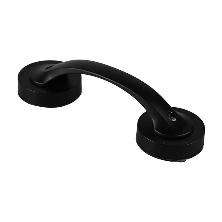 Suport de baie cu ventuza, maner anti-alunecare, portabil, negru, 30x10cm