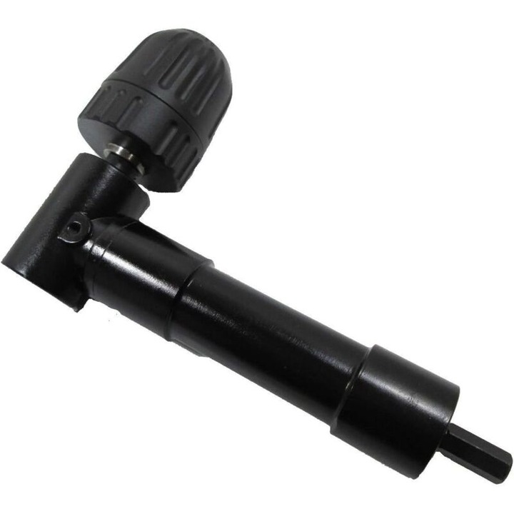 Adaptor unghiular 90 grade, capacitate mandrina 0.8-10 mm, cu surubelnita, set pentru gaurit si insurubat, negru