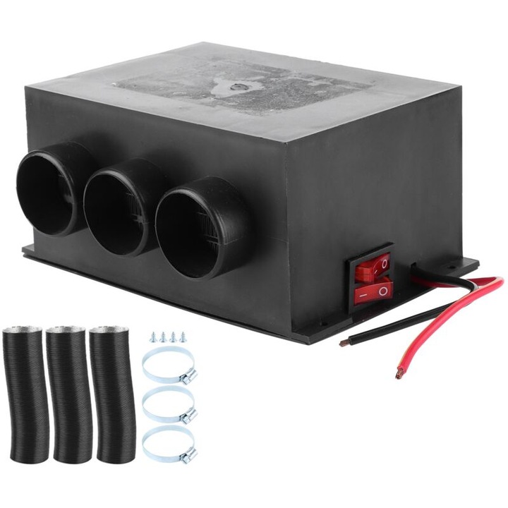 Aeroterma auto portabila 12V 300W, PVC-aluminiu, reglabila, 12x8.8x18.5cm