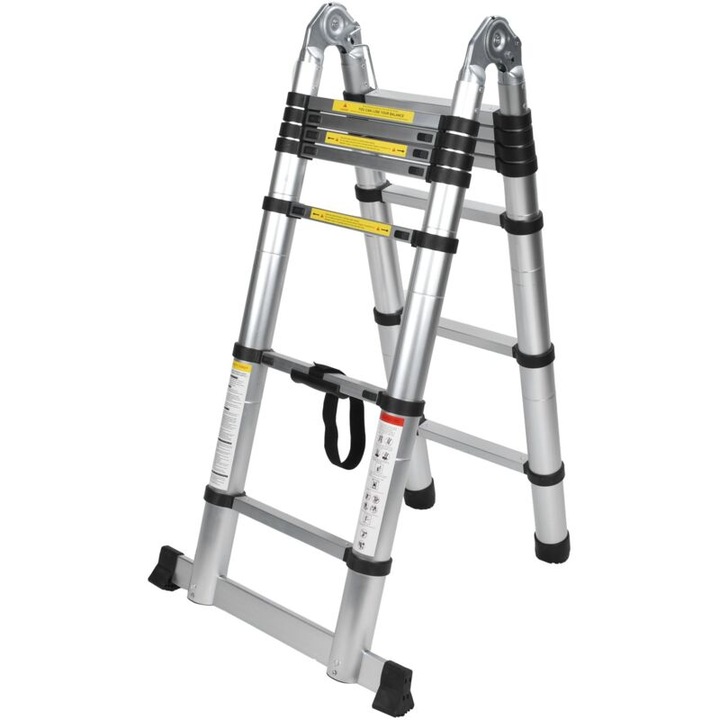 Teleszkópos létra, 4.4m, alumínium, 150kg teherbírás, összecsukható kivitel