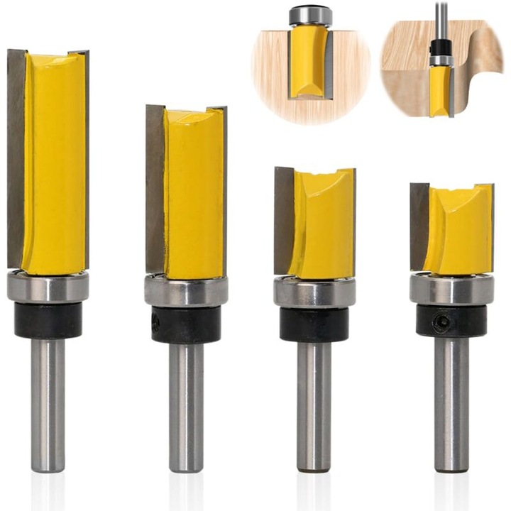 Set de 4 freze de copiere din lemn cu tija de 8mm, freze de canelare pentru freze, unelte de taiere profesionale