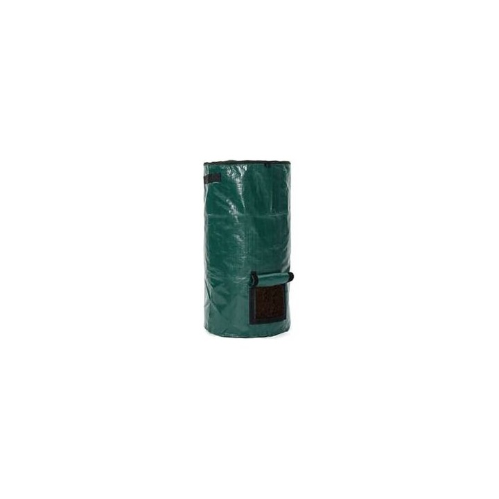 Sac de compost verde, 36x60cm, cu fermoar si manere, set de 1 bucata