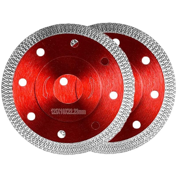 Disc de taiere diamantat set 2 bucati, 125x22.23mm, pentru gresie, granit