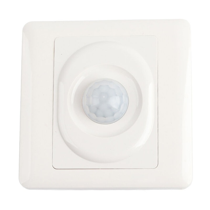 Senzor de miscare infrarosu PIR, montare pe perete, 80W, 86x86x25mm, set