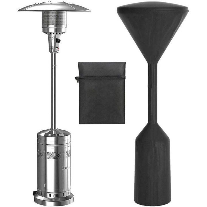 Husa pentru incalzitor de terasa, protectie impotriva apei, neagra, 241x86x47 cm