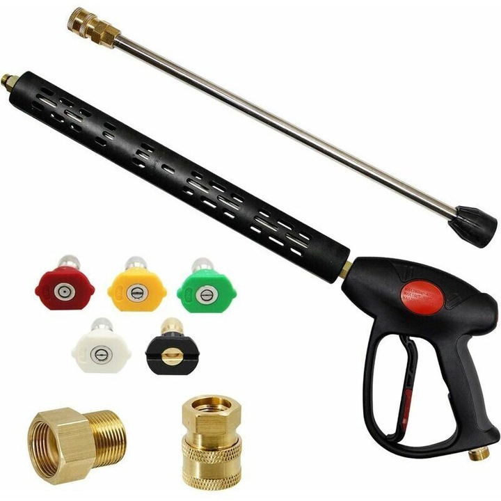 Pistol de spalat cu presiune 4000 PSI, extensie de 16 inch, 5 duze, M22-14mm/M22-15mm