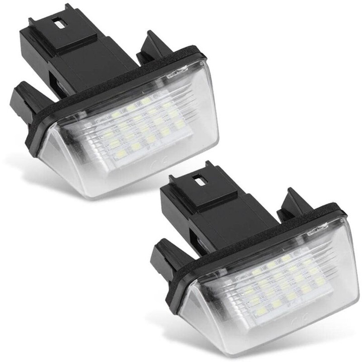 Set 2 lampi pentru numar de inmatriculare auto, LED, IP67, pentru Citroen C3 2002-2009, Berlingo, 306, 307, 406, 5008