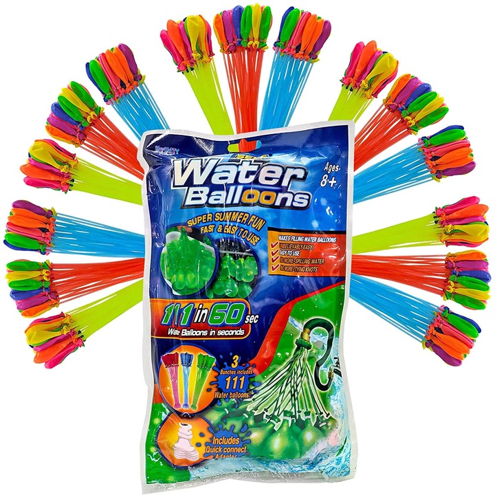 Set 111 baloane pentru apă, umplere rapidă, biodegradabile, multicolor