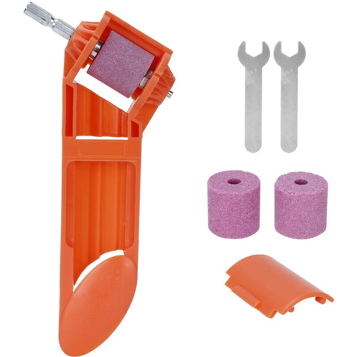 Ascutitor electric pentru burghie, portabil, 2-12.5mm, portocalie, set complet