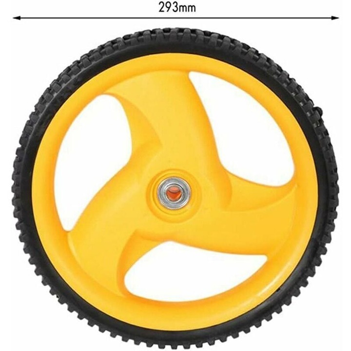 Roata Spate pentru Motocoasa, 293mm, Diametru Ax: 12.9mm, Latime Tread: 44.5mm, Portocalie