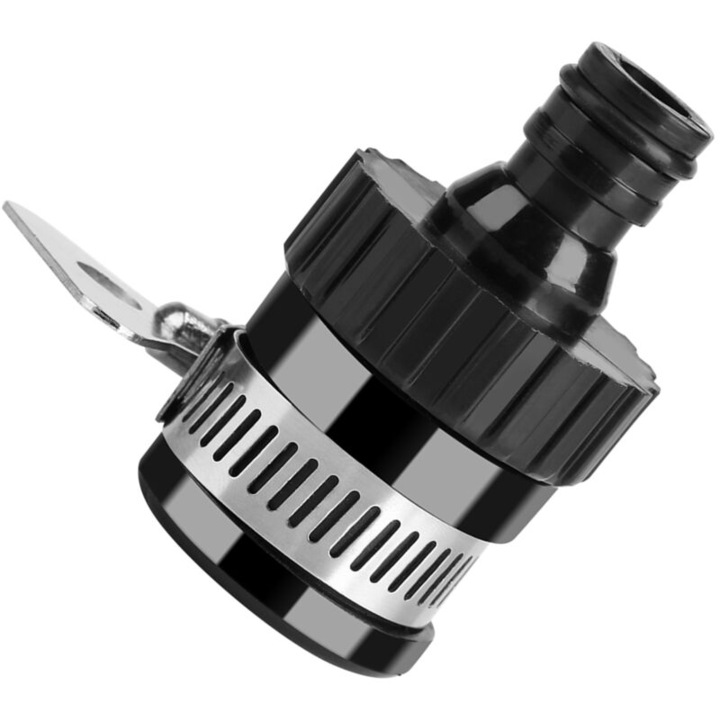 Conector universal pentru robinet, mufe irigare, negru, 22x24mm, set 1 buc.