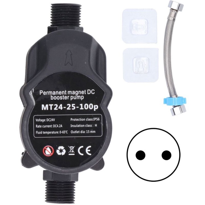Automata nyomásfokozó vízpumpa, 24V, 25L/perc, vízhiány elleni védelem, tartozékokkal