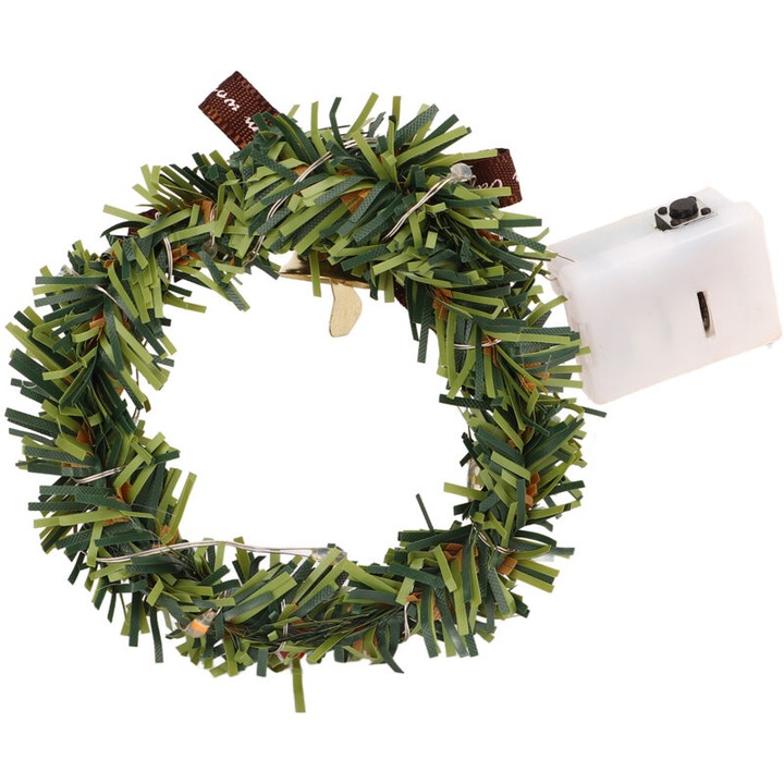 Set de 5 ghirlande de Craciun pentru casute de papusi, cu lumini, 7x7x2 cm, PVC