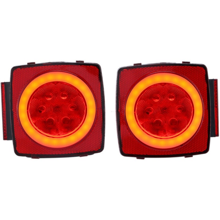 Set 2 proiectoare LED DC12V, lumini de pozitie, lumini pentru numar, lumini de frana, IP68, pentru remorca, camion, pickup