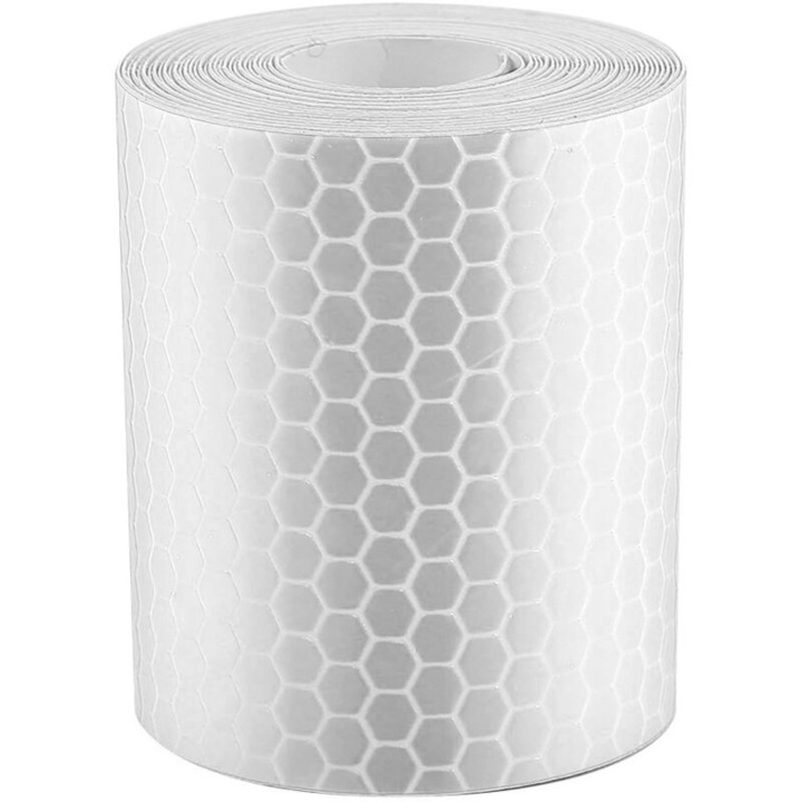 Banda reflectorizanta 5cm x 3m, argintie, pentru biciclete, trailere, masini