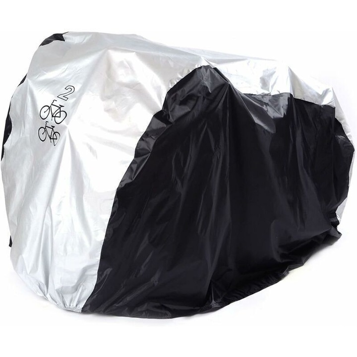 Husa de protectie pentru 2 biciclete, material 210T nylon impermeabil, neagra, 200x75x110cm