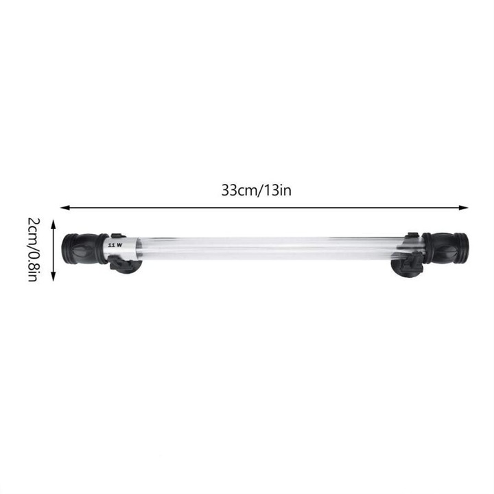 Lampa UV pentru acvariu, 11W, sticla borosilicata, rezistenta la apa, dimensiuni 26x2.5cm