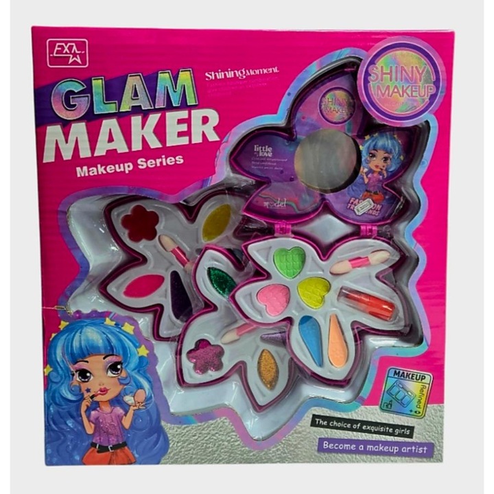 Set cosmetic Glam Maker, fard de ochi si ruj, multicolor, pentru copii de 5 ani