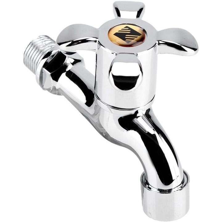 Műanyag vízcsap, egykaros, krómozott felület, mosógépekhez, mosdókhoz, fürdőszobákhoz, 1 x csaptelep