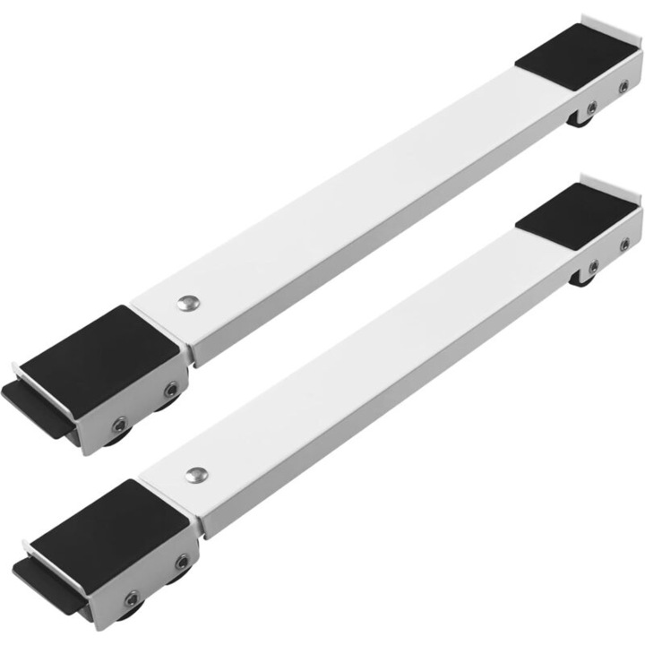 Suport reglabil pentru masina de spalat si uscator, 300 kg, cu 24 roti si frane, dimensiuni ajustabile 46x71cm