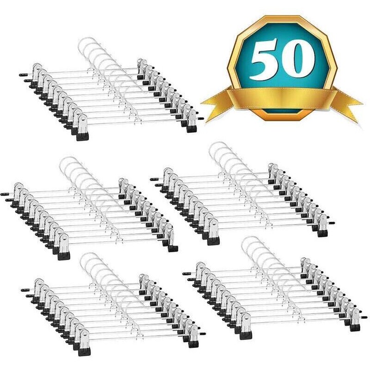 Set de 50 umerase metalice cu clipsuri, 360° rotativ, rezistente la rugina, dimensiuni compacte