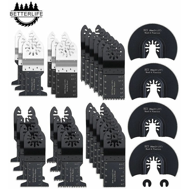 Set de 32 de accesorii pentru feronerie, 6 tipuri de lame pentru taiere, multicolor, 15x10x6cm