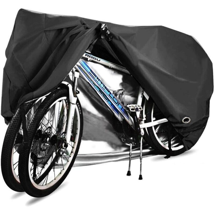 Husa protectie bicicleta, 210D, impermeabila, pentru 2 biciclete, 200x70x110cm, neagra