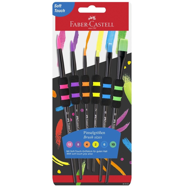 Set 6 pensule Faber-Castell Soft Touch Black