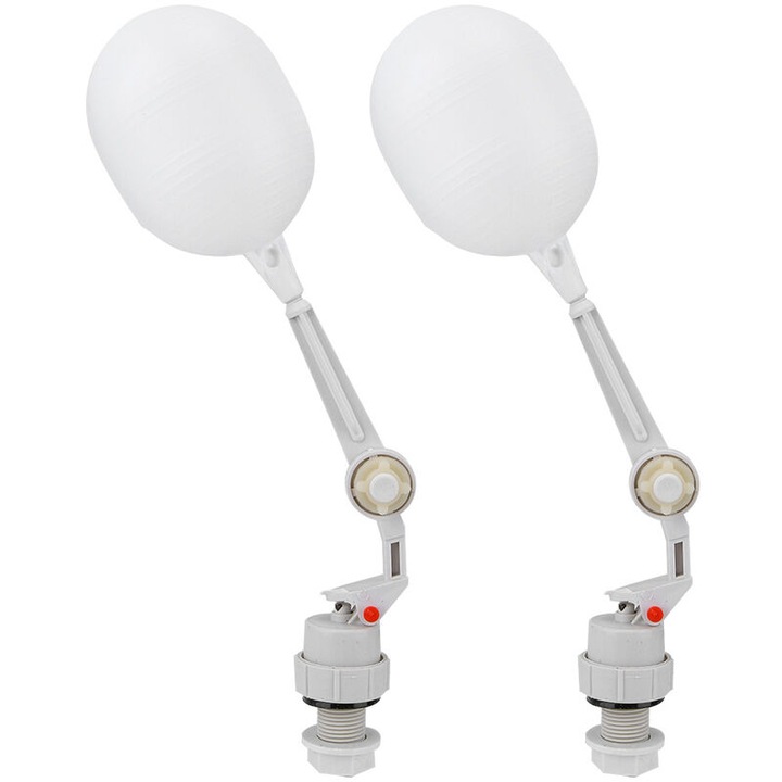 Supapa plutitoare din plastic, set 2 bucati, 32cm, alb, pentru umplerea automata a rezervoarelor de apa pentru animale