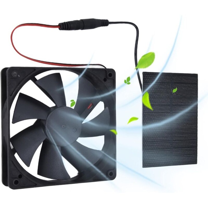 Kit ventilator solar, 12x12cm, 11x8cm, pentru sere, cotete, adaposturi animale, eficienta energetica, rezistent la apa